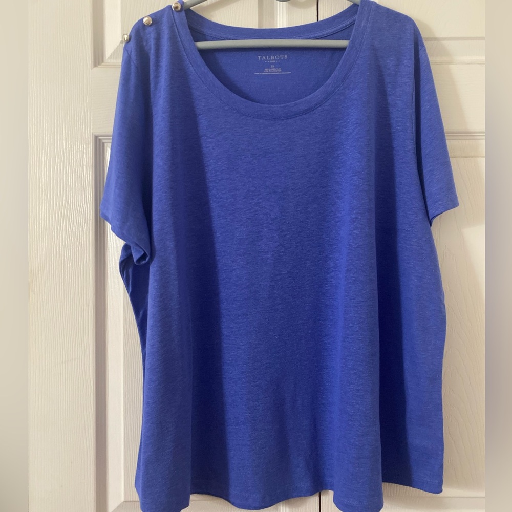 Talbots 3X Blue Linen Shirt